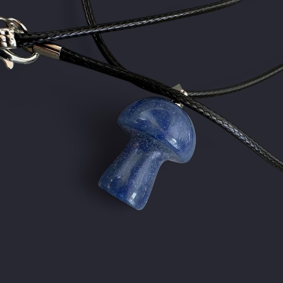 Blue Aventurine Mushroom Pendant Necklace - Picture 2 of 3